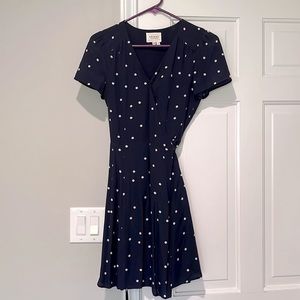 Silk polka dot wrap dress